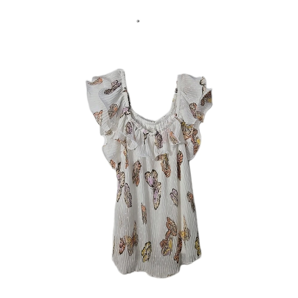 Cato Established 1946 Womans Size 14/16W Sleeveless Blouse With Butterflies